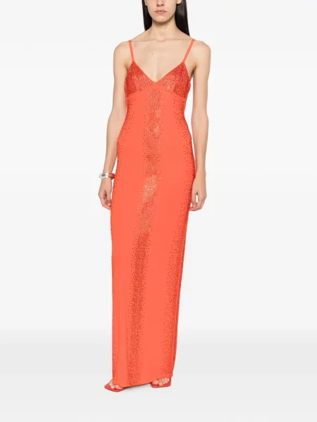 Stras rochie maxi Patrizia Pepe portocaliu
