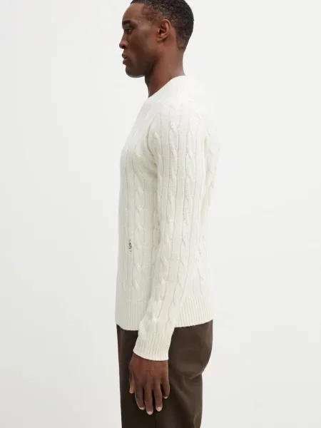Μάλλινο πουλόβερ Sporty & Rich SRC Cableknit Cashmere ανδρικό μπεζ
