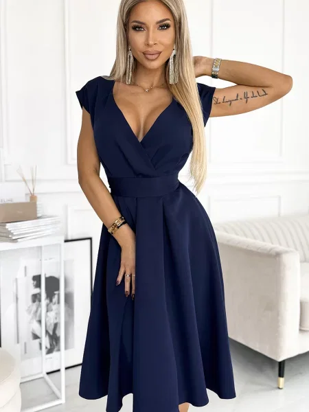Rochie Numoco evazată albastru