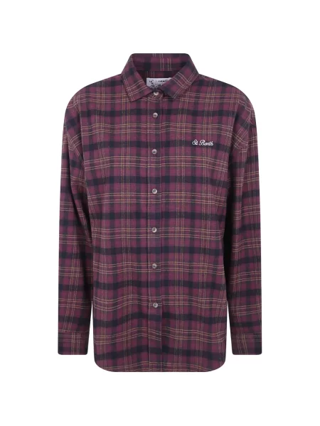 Cămașă Mc2 Saint Barth cu broderie de flanelă roșu