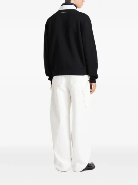 Tricou polo Givenchy din fleece negru