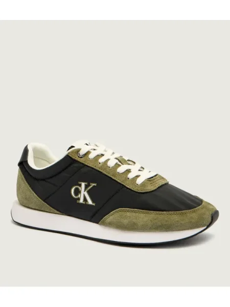 Calvin Klein Sneakers RETRO cu adaos de piele verde