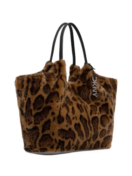 Geantă shopper Dkny cu blană maro