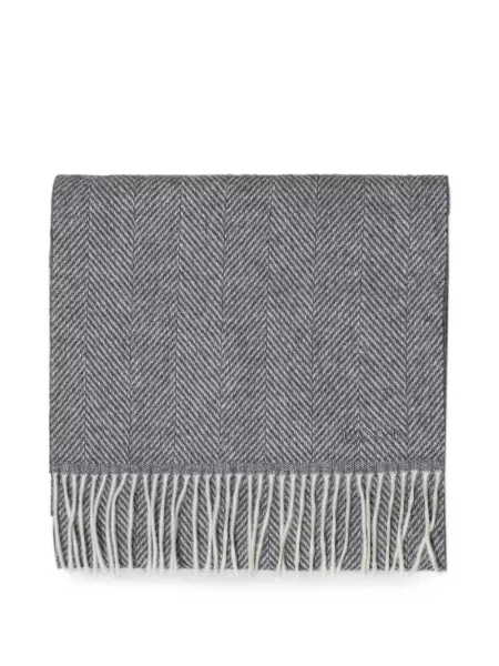 Fular Lanvin cu franjuri cu model herringbone gri