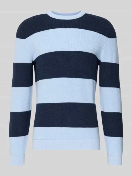 Sweter z dzianiny ze wzorem w i okrągłym dekoltem Mcneal błękitny