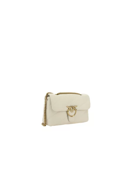 Torebka crossbody Pinko klasyczna z owczej skóry biała