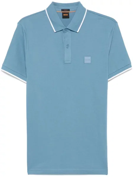 Tricou polo Boss cu autograf albastru