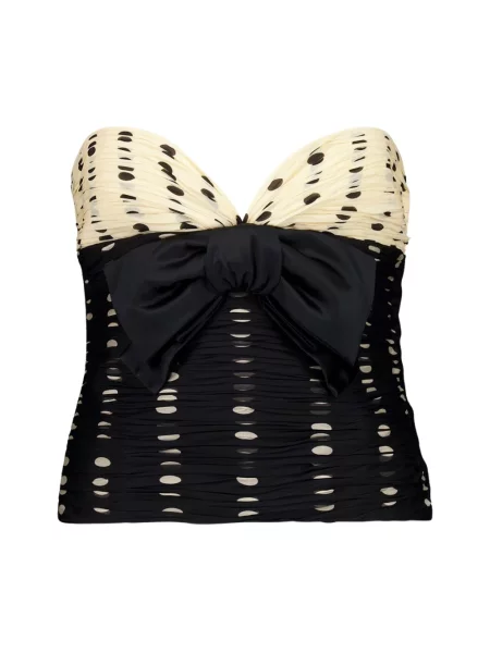 Lniany top Valentino Garavani w grochy czarny