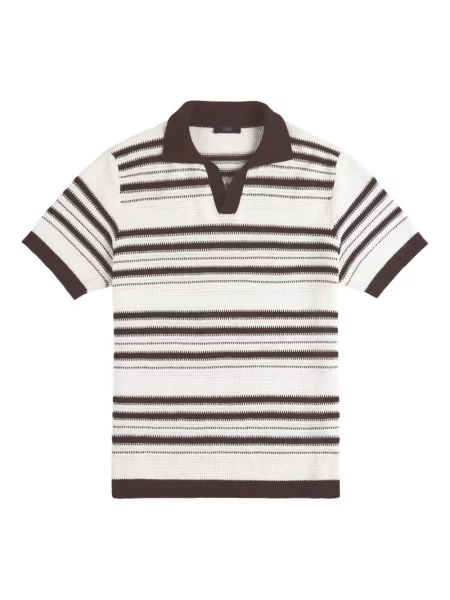 Polo Fay cu dungi tricotate alb