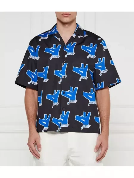Hugo Blue Cămașă Eligino | Oversize fit negru