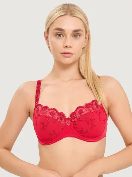 Однотонный бюстгальтер с вышивкой червоний