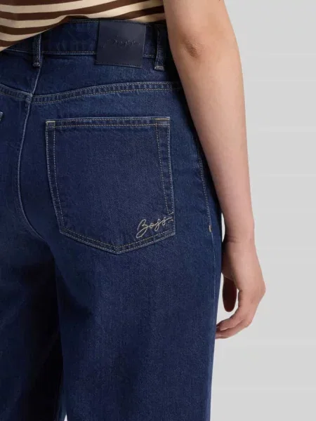 Jeans Wide & krój loose fit z mieszanki bawełny i lyocellu model MARLENE' Boss Orange granatowe