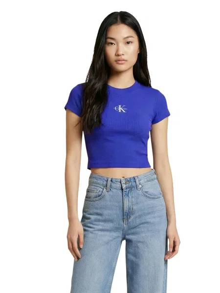 Koszulka Calvin Klein z krótkim rękawem niebieska