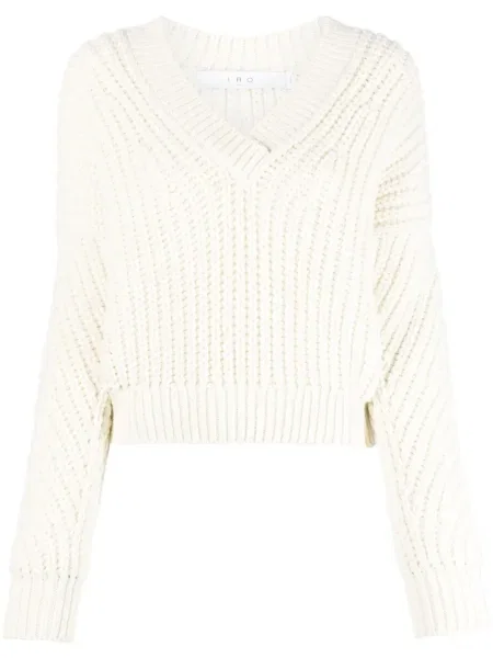 Sweter Iro z dekoltem w serek chunky biały