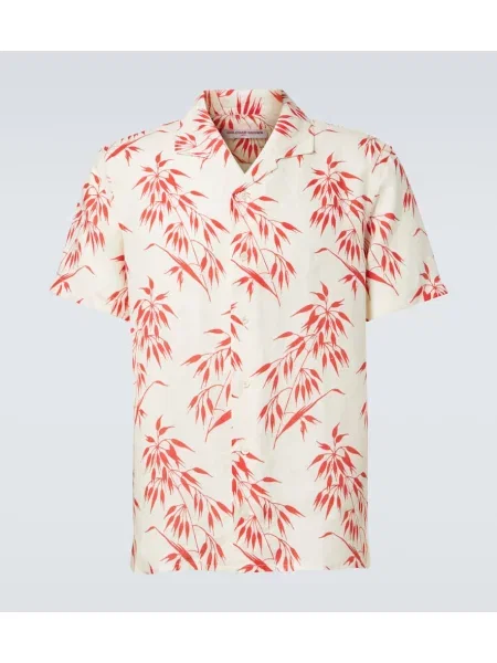 Lanena srajca Orlebar Brown s potiskom rjava