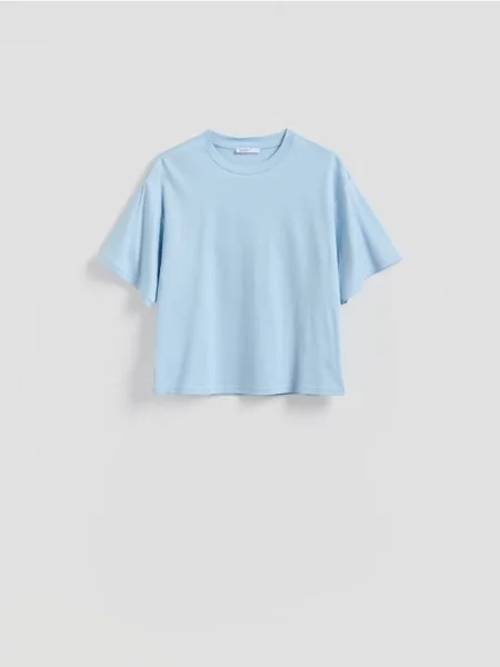 Reserved Tricou cu adaos de modal albastru-pal albastru