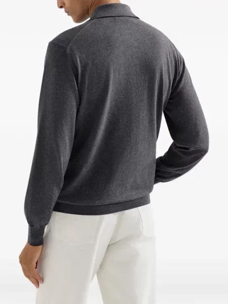 Ușor tricou polo Brunello Cucinelli gri