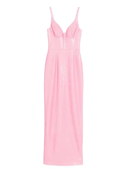 Rochie maxi Silk Love & Lace cu paiete de mătase de costum roz