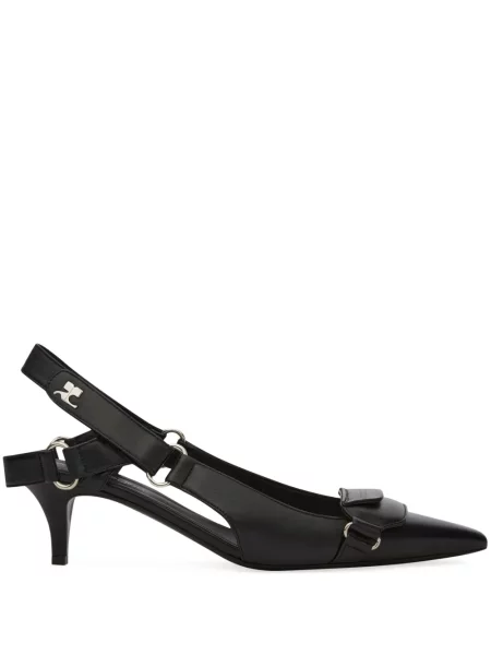 Pantofi cu toc Courreges slingback negru