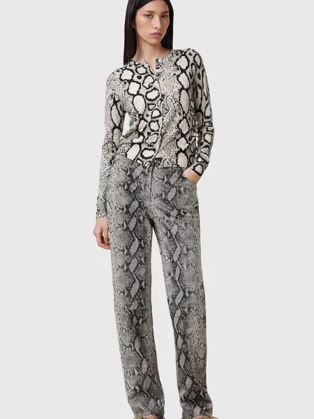 AllSaints pantaloni de piele SAIGE femei drept medium waist