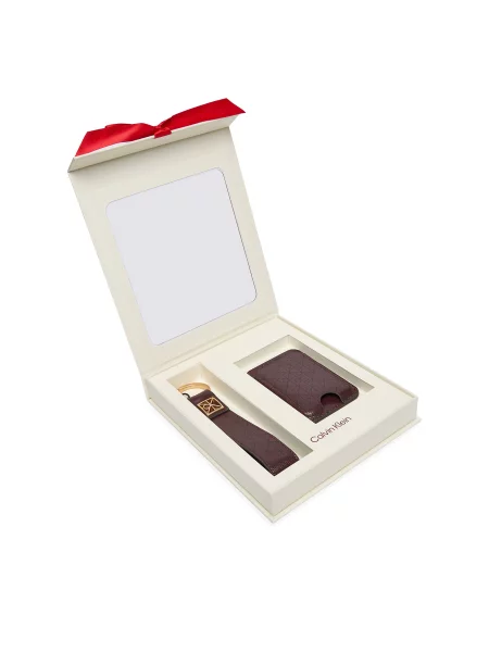 Calvin Klein Set etui za kreditne kartice in obesek za ključe Bordo rdeča
