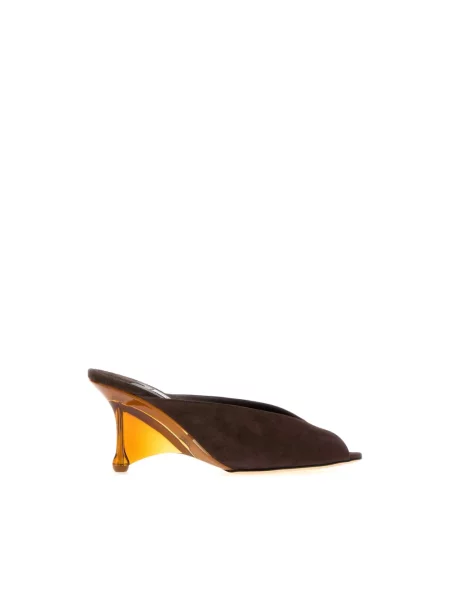 Klapki mules Jimmy Choo skórzane brązowe