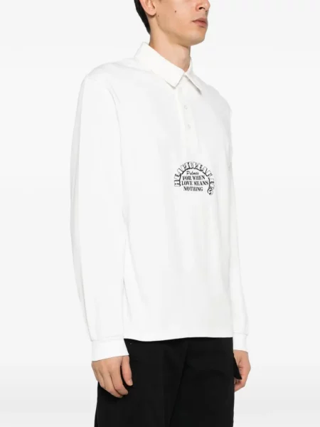 Lung tricou polo Palmes cu imagine alb