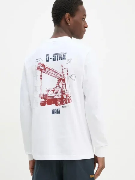 Тениска с дълъг ръкав G-star Raw с принт бяло