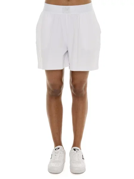 Bermudy Leone Apparel z bawełny elastyczny pas styl bokserski białe