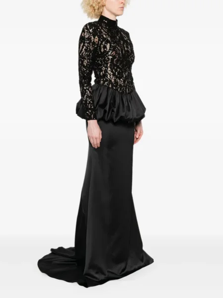 Rochie Nissa cu paiete din dantelă negru