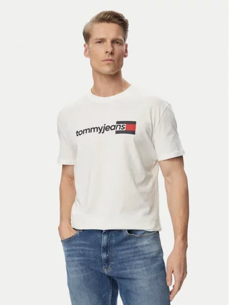 Tommy Jeans Majica ENTRY DNA mornarsko plava / crvena bijela