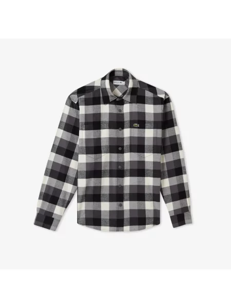 Lacoste Koszula W Kratę Relaxed Fit czarna