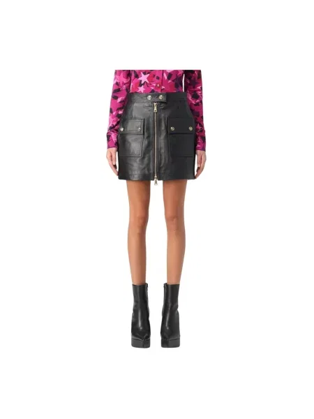 Spódnica skórzana Versace Jeans Couture czarna