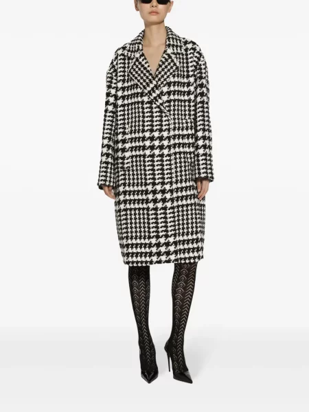 "houndstooth" rašto paltas Dolce & Gabbana juoda