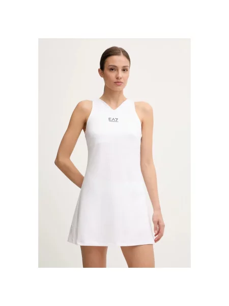 Emporio Armani sukienka sportowa mini rozkloszowana biały