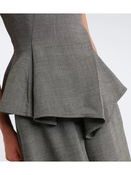 Top Magda Butrym de lână cu model herringbone gri