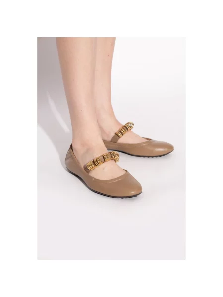 Balerinki Tod's skórzane beżowe