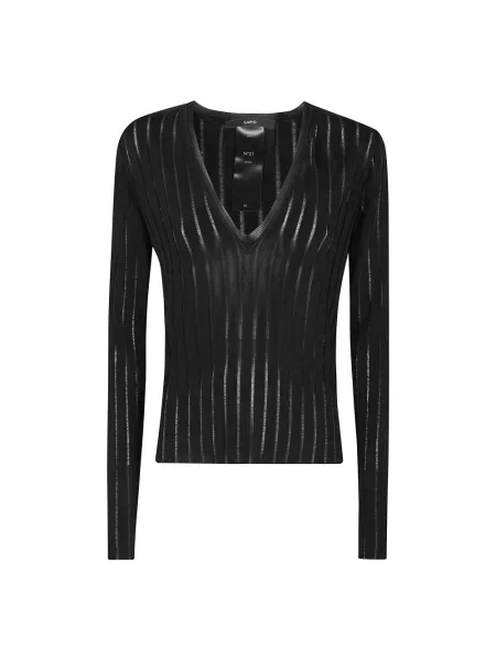 Sweter Sapio z krepy elegancki czarny