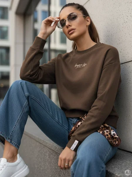 Bluza oversize AWIOL Dstreet brązowa