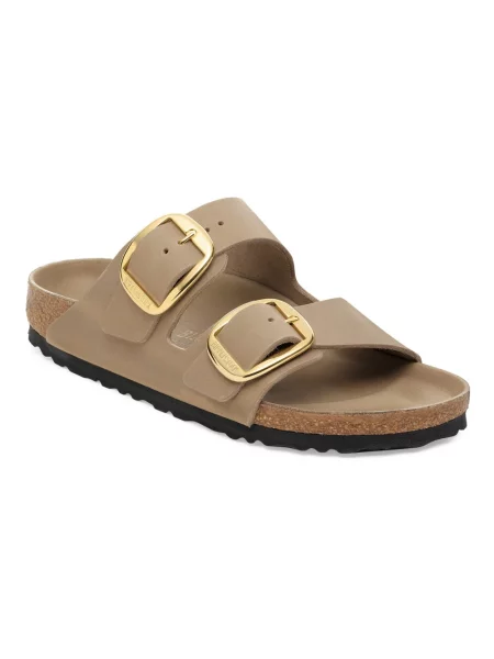 Klapki Birkenstock na sprzączkę brązowe