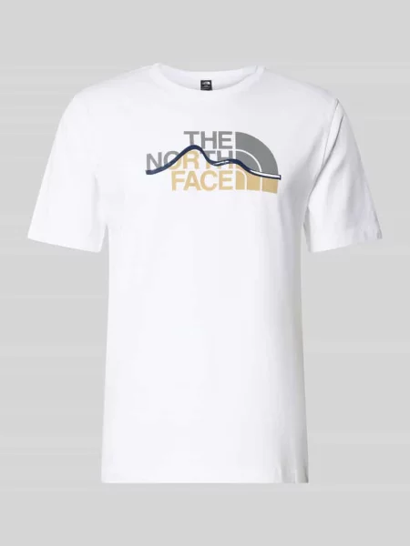 T-shirt o kroju regular fit z czystej bawełny model ‘MOUNTAIN LINE’ The North Face biała