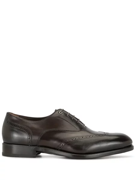 Oxford Ferragamo cu șireturi din dantelă maro
