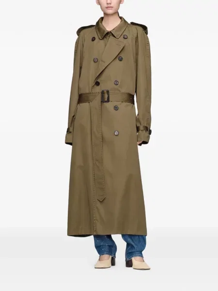 Двуреден с яка тренчкот Maison Margiela зелено