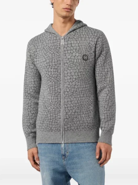 Hanorac cu glugă Philipp Plein de lână gri