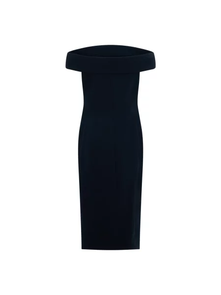 Sukienka midi Ralph Lauren z odkrytymi ramionami niebieska