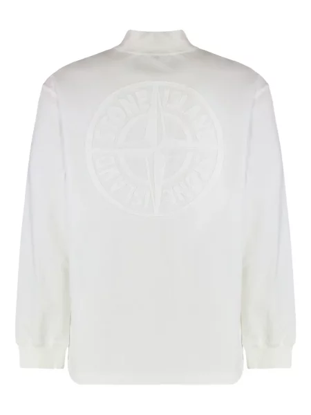 Tricou mânecă lungă Stone Island cu strasuri alb