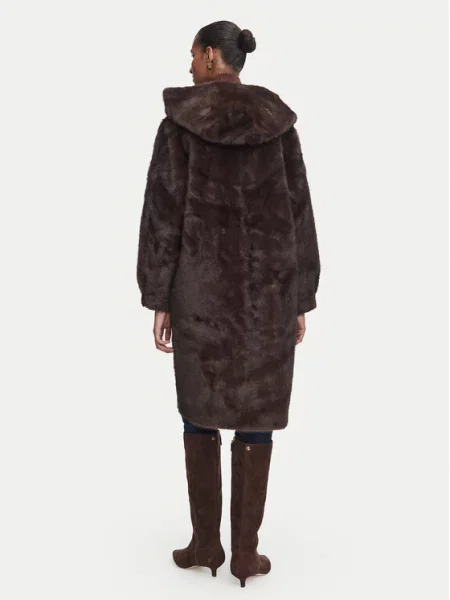Rinascimento Кожено палто Тъмнокафяв Oversize