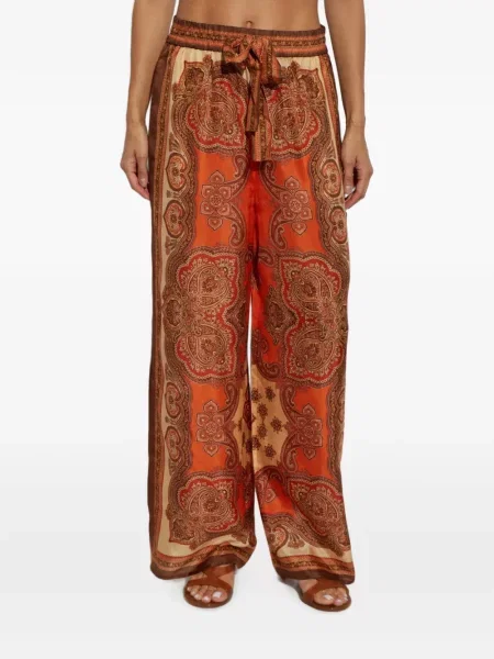 Pantaloni Zimmermann cu model paisley portocaliu