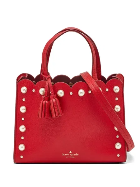 Geantă shopper Kate Spade cu perle streetstyle roșu