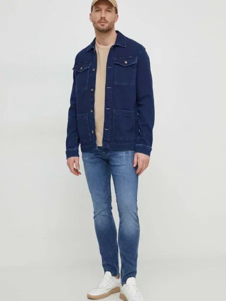 Džínová bunda Pepe Jeans tmavomodrá přechodná